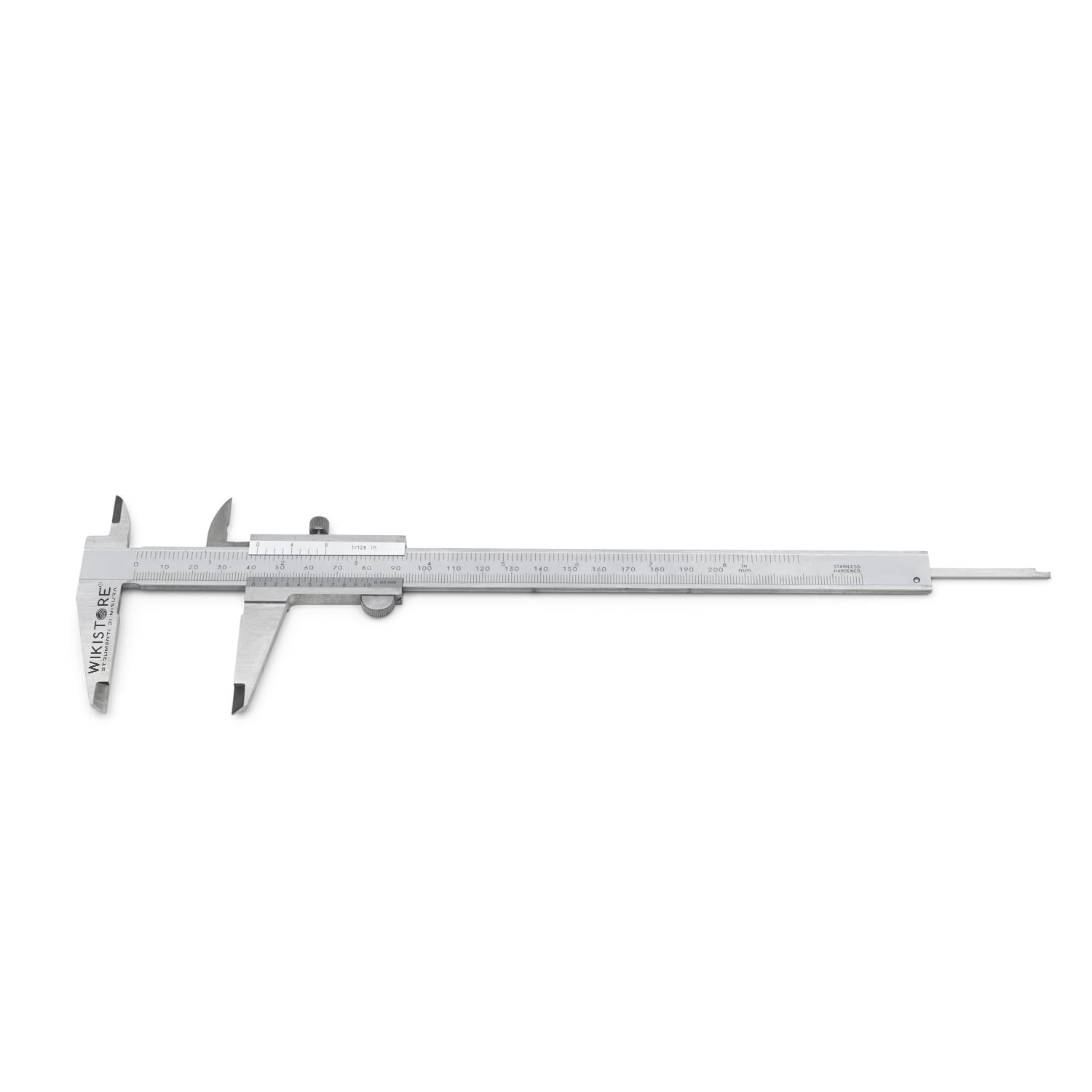 PROFESIONAL CALIBRE MONOBLOCK 200 mm, Calibre ventesimal de 20 cm con picos de 50 mm, Cierre de rosca del calibre de acero, Lectura 0,05 MM / 1/128", Herramienta de trabajo precisa