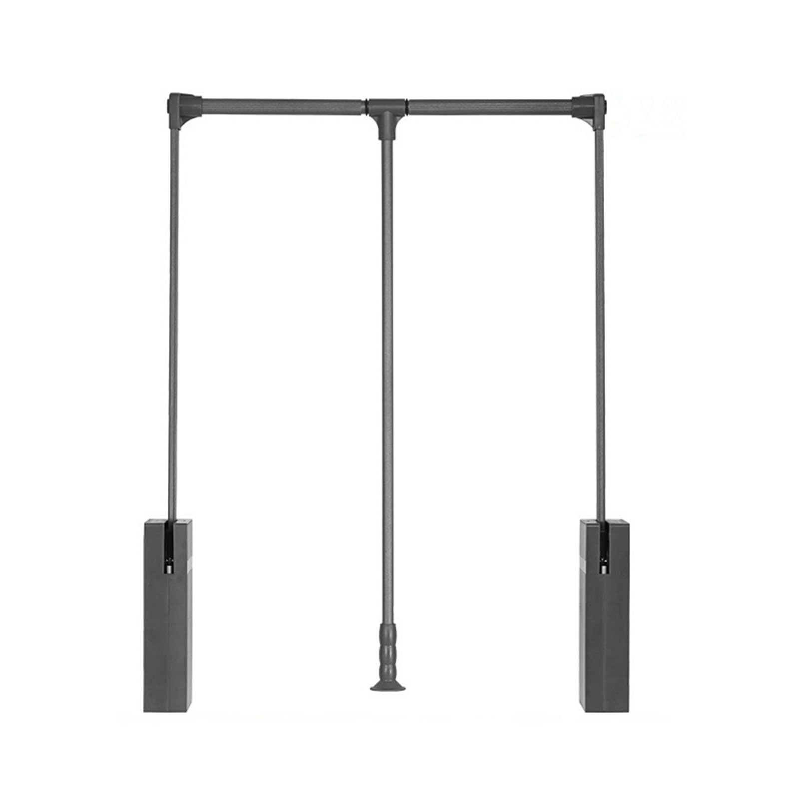 Wysuwany drążek na ubrania do szafy z miękkim powrotnym podwójnym amortyzatorem buforowym oszczędzający pracę design szary 510 660 mm (S)