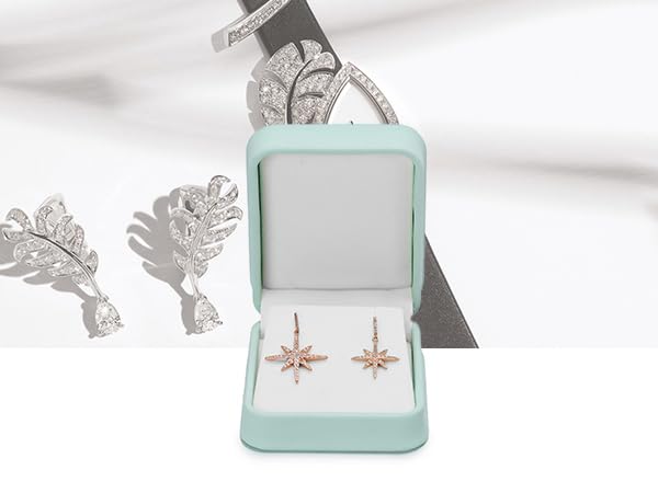 Leather Earring Gift Box Earring Box Jewelry Gift Boxes Trinket Storage Case Showcase Display for Anniversary Birthday