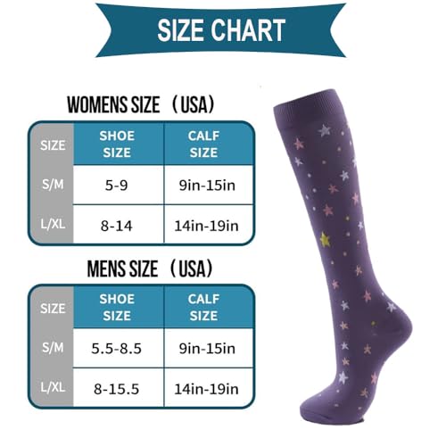 GEYIWSSXY 6 pares de calcetines de compresión para hombres y mujeres, calcetines de apoyo coloridos para deportes, correr, viajes, ciclismo, L-XL - imagen 2