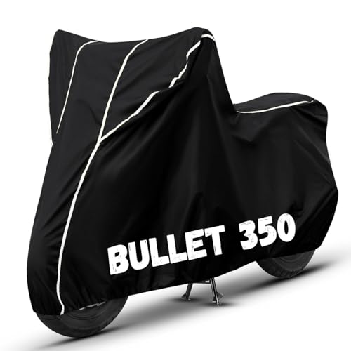 Image of Bike Cover for Bullet 350 100% Waterproof, Dustproof & Scratch Resistant| Fully Bottom Elastic UV Resistant Heavy Duty Body Cover | All Weather Outdoor Use
