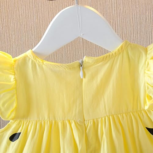 Image of Bold N Elegant One in Melon Girl's Cap Sleeve Cotton Summer Party Flared Knee Length Dress Frock with Faux Bag Purse for Infant Toddler Baby Girl's