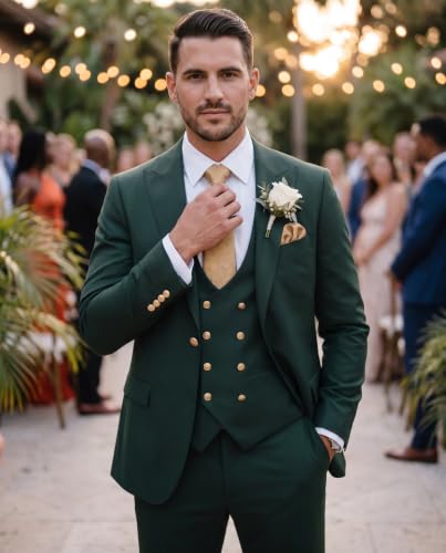 Mens Suits 3 Piece Double Breasted Suits for Men Slim Fit Wedding Prom Formal Business - Image 3