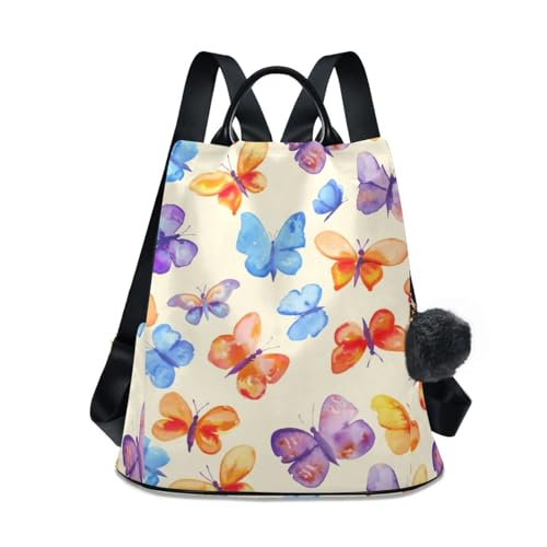 Sac à dos femme papillon orange beige tendance urbain chic