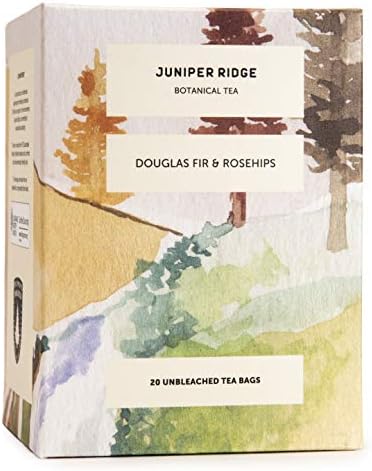 Juniper Ridge Douglas Fir & Rose Hip Botanical Tea - Tart & Tangy, Citrus, & Mild Evergreen Notes - Vegan, Caffeine Free & Gluten Free - 20 Unbleached Teabags