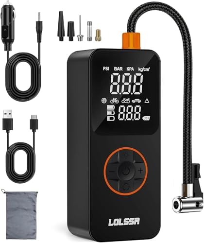 Tire Inflator Portable Air Compressor- 150PSI Air Pump Cordless Electric for Car, Motorcycle,Ball, Bike, with Tire Gauge Pressure, Dual-Use Type