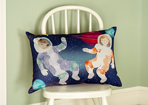 Kids, Pure Cotton, Decorative Throw Pillow Case Cushion Cover, Without Insert, 14x20 Inches, Space