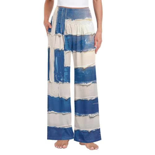 Pantalon de détente léger pour femme drapeau grec bleu loungewear fluide été