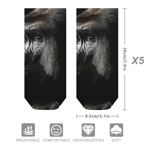 5 Pairs of Cotton Ankle Socks for Women Men An Adult Gorilla Low Cut Socks for Running Hiking No Show Athletic Sock2