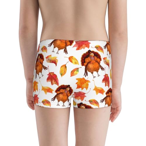 Boys' Cotton Boxer Brief Soft Underwear-Thanksgiving Turkey Leaves3