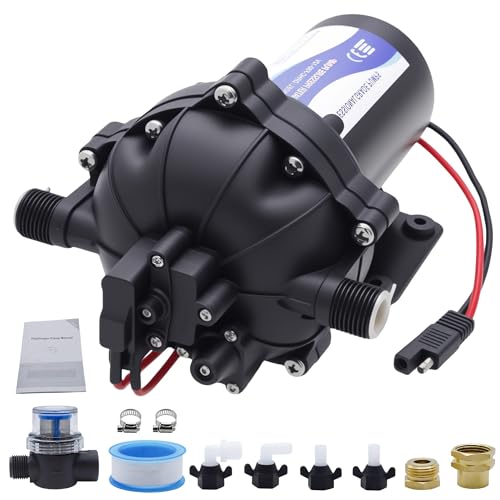 12 Volt Sprayer Pump 6.5GPM 70PSI 10A Soft Wash Pump Corrosion Resistant for Soft Wash Agricultural Spraying RV Garden Irrigation with Adjustable Pressure Switch(40-100 PSI)