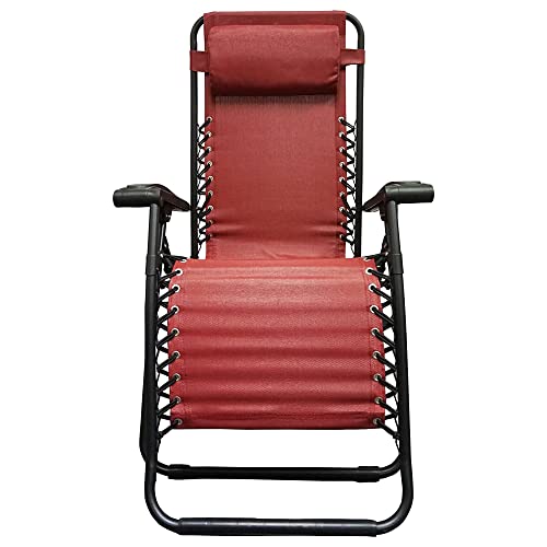 Caravan Sports Zero Gravity Outdoor Portable Folding Camping Lawn Deck Patio Pool Recliner Lounge Chair For Adults, Adjustable Headrest, Burgundy #TOP1