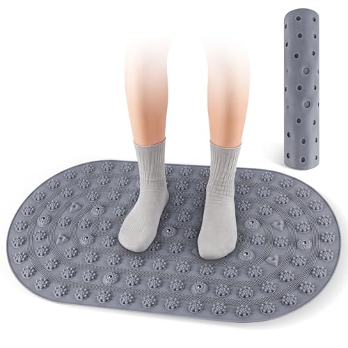 Rolcoassuns Silicone Acupressure Mat 29.5x17.3 Foot Massager Grey