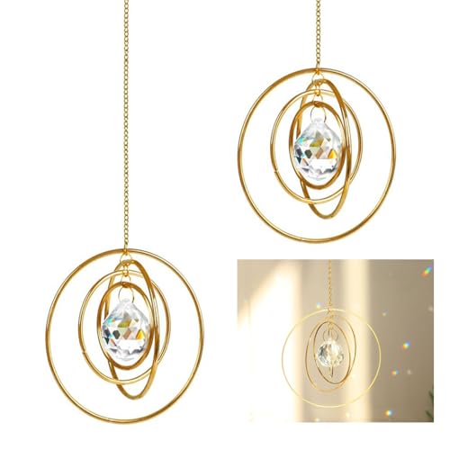 Srvauyea 2 Pièces Attrape Soleil, Attrape-soleil en Cristal, Suspendu Attrape Soleil pour Décoration de Fenêtre Maisons Jardins Fêtes et Mariages