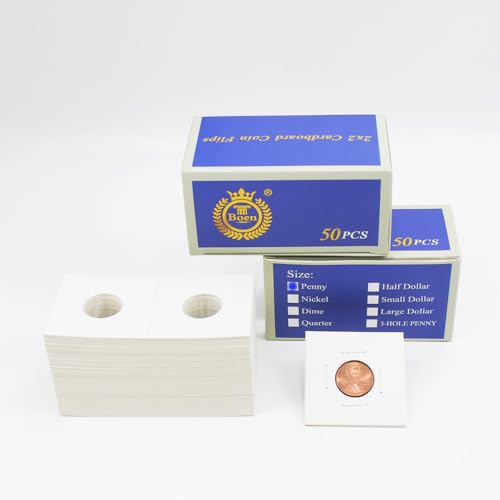 Boen 100 Piece Coin Flips for Penny Premium 2x2 Coin Holders Coin Holders for Collectors.（Coin Flips Specially Designed for Collecting U.S. Coins 100pcs PennyCoin Flips）