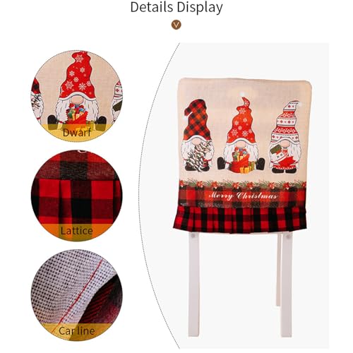 Lot de 3 housses de chaise de Noël rouges et blanches pour décoration de table