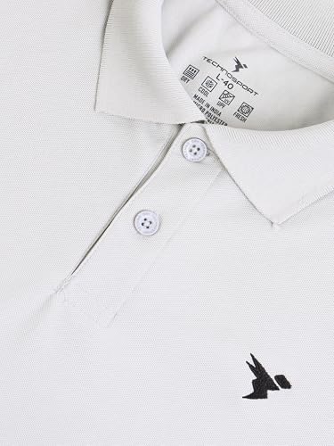 Image of TECHNOSPORT Men's Solid Slim Fit Polo Collar T-Shirt MATPIQ Half Sleeve Button Polyester for Gym Running Workout UPF50+ Anti Odour