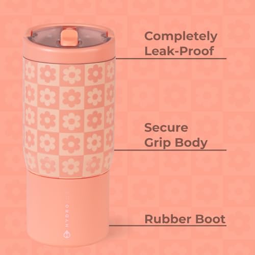 Image of HydroJug Sport 14 oz Insulated Kids Water Bottle with Straw, Daisy Checkers
