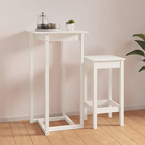 Homgoday Mesa Alta de Bar Madera Maciza de Pino Blanco 60x60x110 cm Mesa de Bar, Mesa de Desayuno Muebles Altas Comedor Mesa Alta Mesa de Cocina