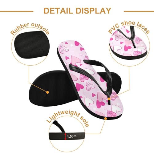 Pink Heart Flip Flop Beach Summer Casual Sandal for Women & Men Shower Shoes 208617592