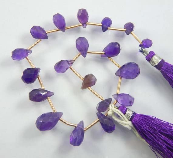 Améthyste briolette en cœur pour bijoux de mariée et cadeau de février