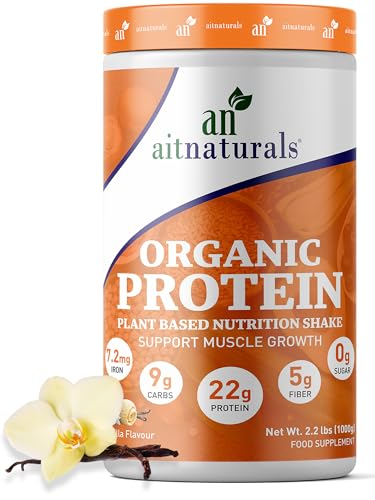 Aitnaturals Plant-Based Organic Protein Powder French Vanilla 1kg 2.2lbs 25 Servings - 20g Pea Protein per Serving | Ideal for Smoothies & Shakes | Supports Muscle Growth & Workout Recovery Vegan