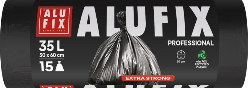 ALUFIX Economy Bolsas de basura/LDPE / 50x60cm / 20 μm / 35 l x 15 bolsas de basura/rollo de 48 / negro