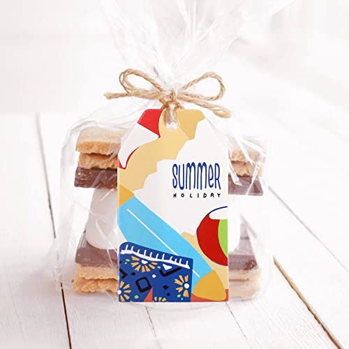 Ercadio 60 Pack Summer Hawaill Tags Summer Vacation Paper Tags With 66Ft Cotton Rope For Summer Hawaii Theme Party Favor, Present Wrap Gift Label Package Decors #TOP5