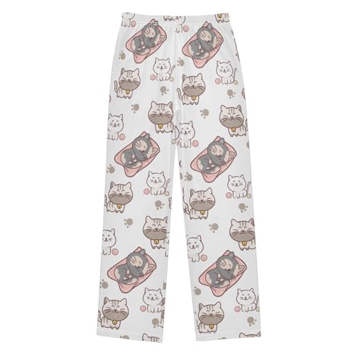 Cute Little Cat Boys Pants for Kids Jogger Pants with Pockets S-XL