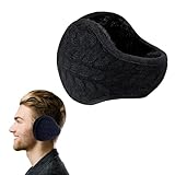 AWOCAN Earmuffs Knit Ear Warmers Ear Muffs Winter Women Warm Fur Earwarmer Foldable for Women Men Outdoor (BLACK)
