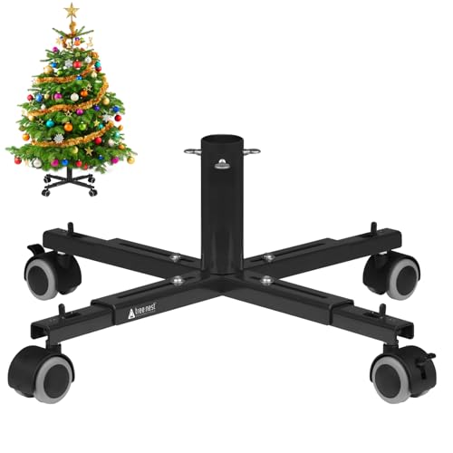 Tree Nest Base de árvore de Natal com rodas para suporte de árvore de Natal artificial pé de árvore de Natal suporte base de árvore de Natal até 250 cm preto - Movável