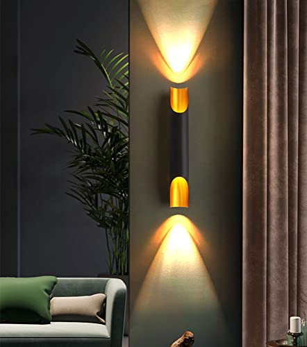 Aplique de Pared LED Moderno E27 en Negro y Oro para Lámpara de Interior 6
