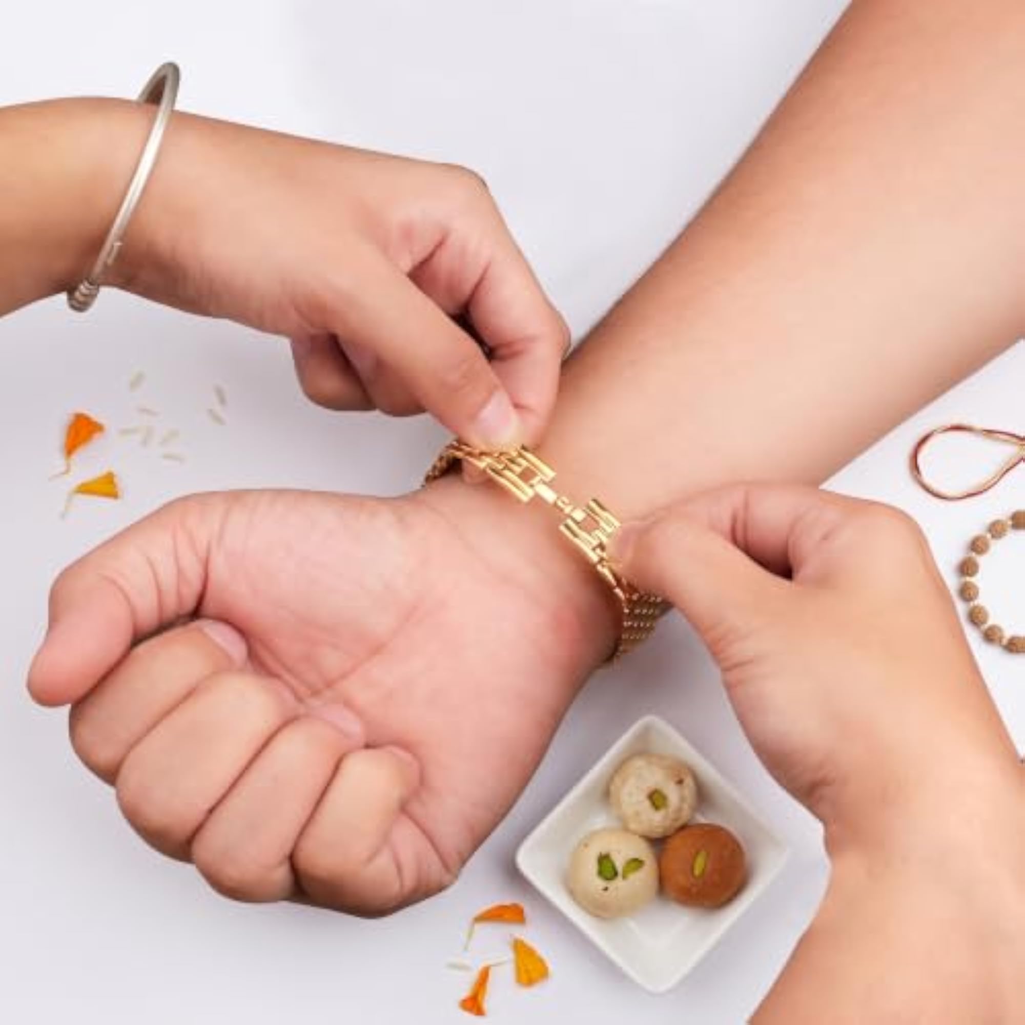 Personalized Rudra Bandhan Rakhi Bracelet with Rudraksha Beads