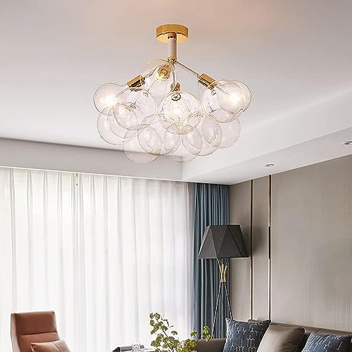 Luminaires de plafond design pour salon avec grappe de bulles transparentes