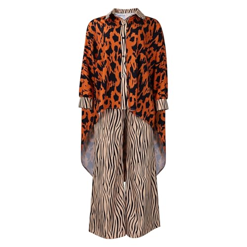Large Size Women's Printed Style Shirt Wide Leg Pants Two-Piece