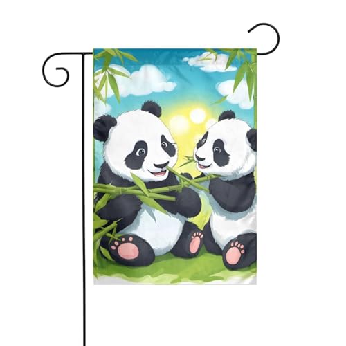 Dimensioni del prodotto: questa bandiera da giardino HJFCZH Two Happy Panda Stampa decorazione giardino misura 45 x 30 cm e si adatta alla maggior parte dei portabandiera standard. La bandiera viene fornita con una manica sulla parte superiore per l'uso con un asta standard o un supporto per bandiera.