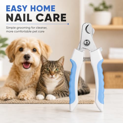 Image of Emily Pets Dog Nail Clippers Professional Pet Nail Clipper & Trimmers with Safety Guard to Avoid Over Cutting, Grooming Razor with Nail File for Medium and Large Dog and Cat, Red