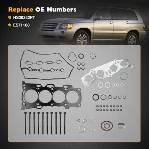 Image of HS26232PT Head Gasket Set with Bolts, Compatible with 2002-2006 Toyota Camry Highlander Rav4 Solara 2.4L, Replace# ES71183