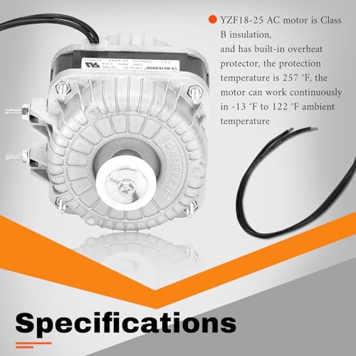YZF18-25 Fan AC Motor 120V 60HZ 18W 1.01A 1550 r/min, 4 Shaded Pole Motor Replace W0301905 YZF6-13 YZF10-20 for Small Ventilation Equipment, Refrigeration Equipment Radiator Evaporator - Image 6