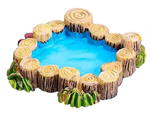 Woodpile Pool Miniature Fairy Garden Accessories,Miniature Pond Lawn Garden Ornament Figurines, Mini Lighthouse Water Well Bridge Figurines, Micro Landscape Ornaments for Garden DIY Kit