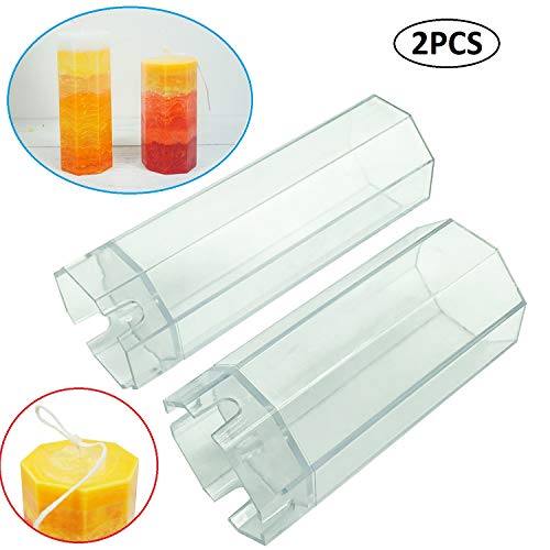 MILIVIXAY 2PCS Octagonal Pillar Candle Molds - Plastic Candle Mold for Beeswax