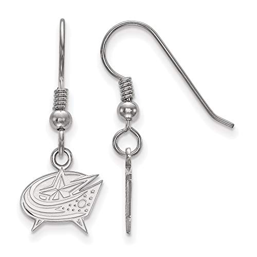 Logoart-Sterling-Silver-Columbus-Blue-Jackets-Extra-Small-Dangle-Earrings-Wire
