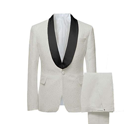 Costume jacquard homme pour mariage élégant ensemble veste col châle