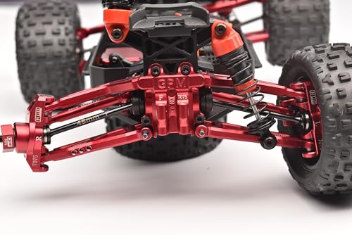 4140 Medium Carbon Steel Front CVD Drive Shafts with Aluminum 7075 Wheel Hex for Arrma 1/18 Granite GROM MEGA 380 Brushed 4X4 Monster Truck ARA2102 Upgrade Parts - Red