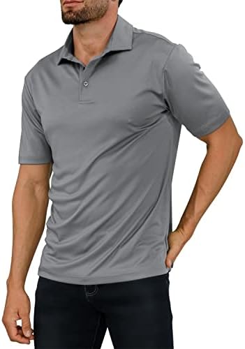 JOYMASAR Mens Athletic Golf Polo Shirts - Short Sleeve Workout Polos Quick Dry T-Shirt Grey