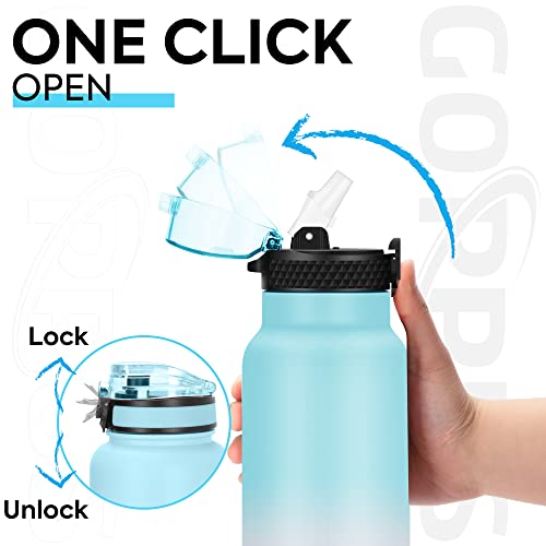 GOPPUS 750ml/24oz Insulated Water Bottles with Straw 0.75 Litre Metal Bottles Steel Thermal Flask Stainless Steel Gym Bottle Double Walled Drinks Bottle Leakproof Hot/Cold Water Flask BPA Free - Image 2