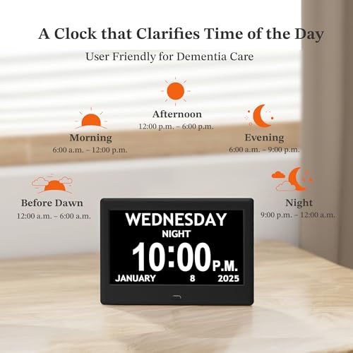 Image of 2025 NEW, Digital Clocks, 7'' Dementia Clock with Date and Time for Elderly, Auto-Dimming, 12 Reminders & 6 Alarms, Button & Remote Control, Auto DST, Digital Calendar for Seniors Large Display