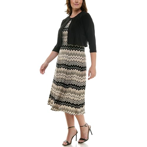 Image of Danny & Nicole Women's Solid Cardigan and Printed Dress Set