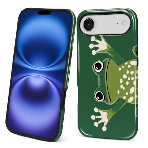 ANLUN STORE Case for iPhone 17 Air, Hybrid Dual Protection Soft TPU + Hard PC Shockproof Cover Anti-Scratch & Slim Protective for Men Women Case Frog Green Cute Amphibian Animal Design