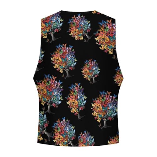 Colorful Butterfly Tree Novelty Men's Suit Vest Funny Formal Dress Vests Business Waistcoat4